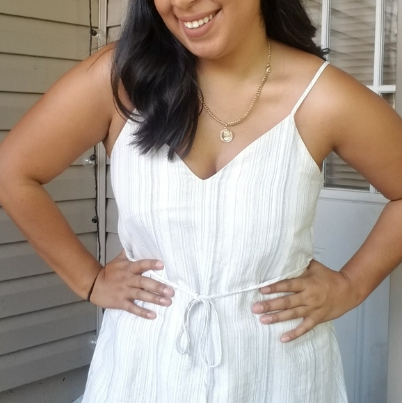 IVORY WHITE BLUE CREAM CAMI DRESS - Picture 5 of 9
